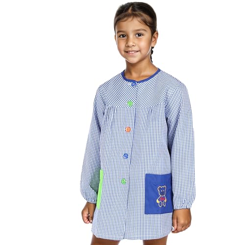Thumbnail 1 de Bata Escolar Unisex Etrexonline – Uniforme infantil con botones, duradera y cómoda (Azul, Talla 2, 3-4 años)