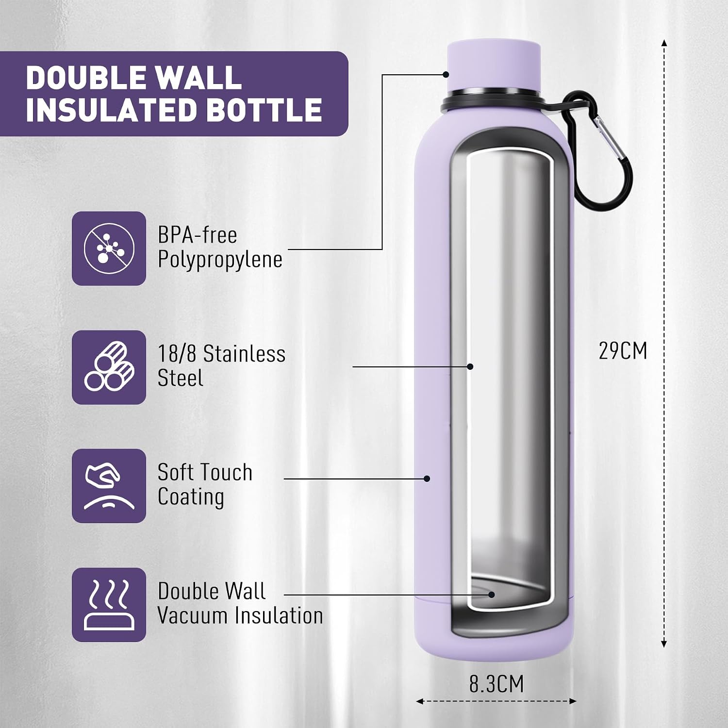 Thumbnail 2 de Exllena 1L Insulated Bottle with Clip