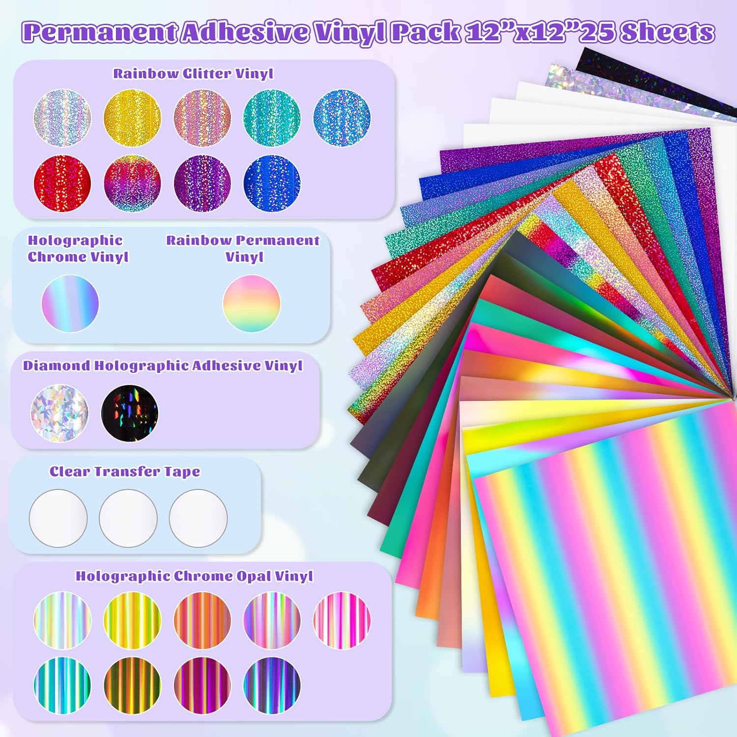 Detalle de VINYL FROG Holographic Permanent Vinyl 25 Pack