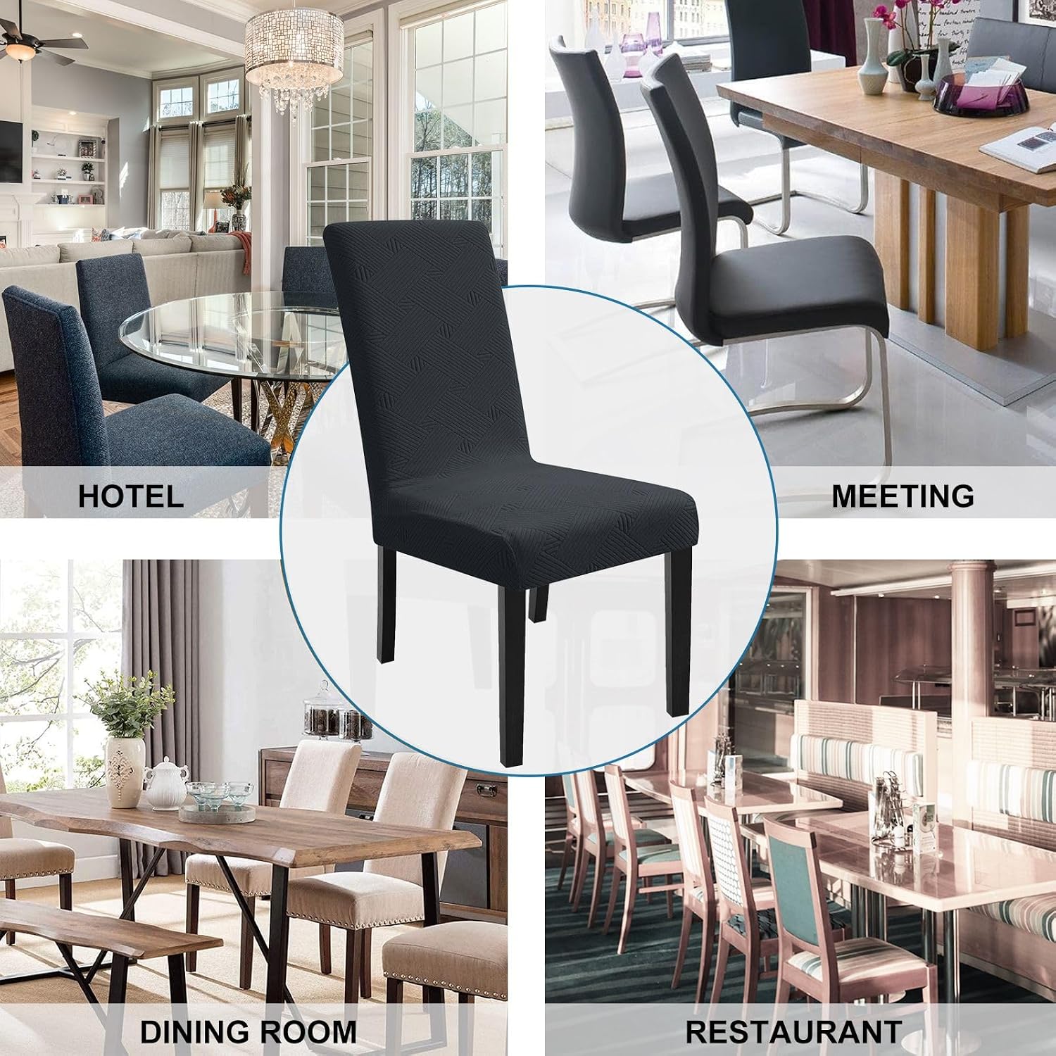 Detalle de Ystyle housse de chaise extensible universelle (lot de 6) en gris