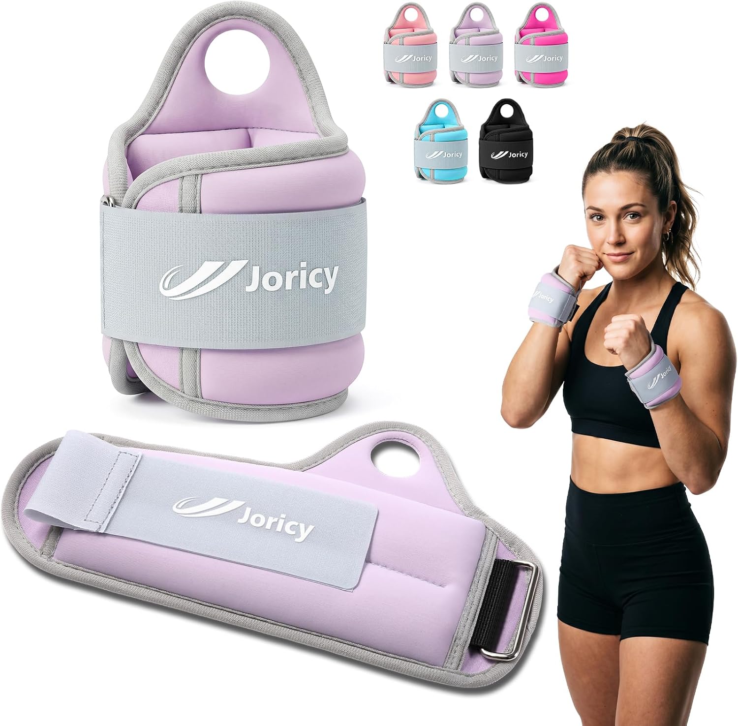 Detalle de JORICY J-weight-002-purple5LB Wrist Weights, 2.5 lb Each with Thumb Loops