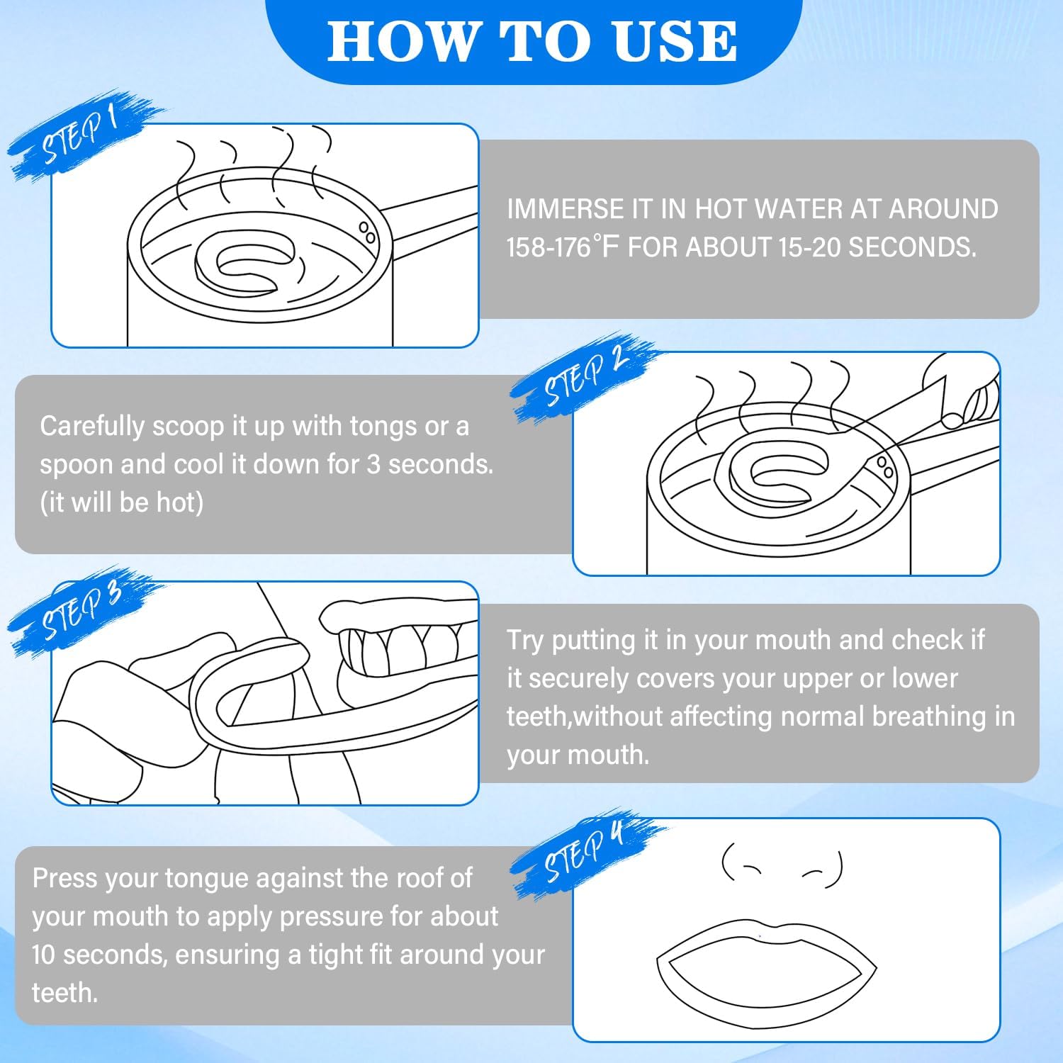 Detalle de 4 Pack Sleeping Mouth Guard for Clenching Teeth at Night – Reusable, With Travel Cases (2 Large + 2 Small)