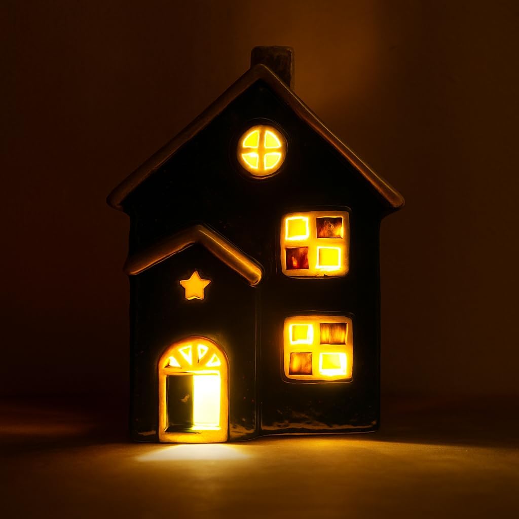 Thumbnail 5 de Cello Seaside Lodge Tealight ceramic house candle holder (green & yellow)