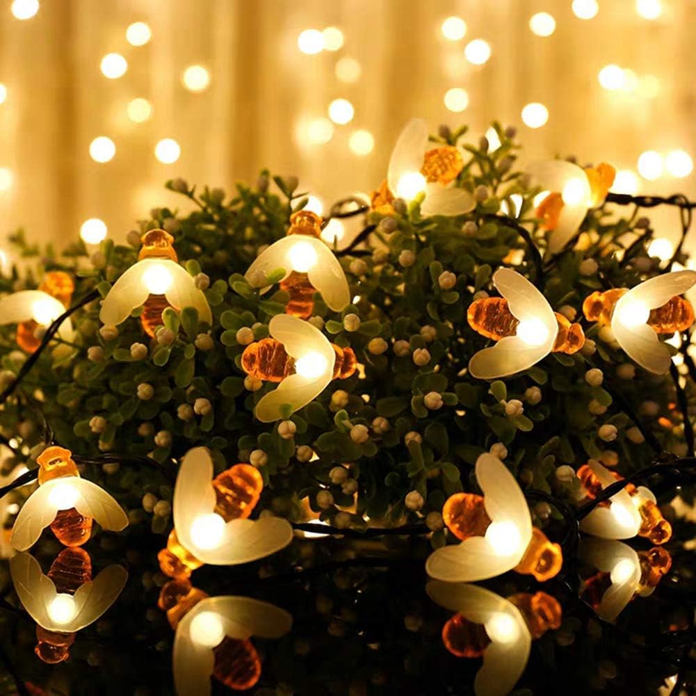 Thumbnail 2 de [50 LED] Solar-Lichterkette außen 7 m mit 8 Modi – warme Bienenlichter für Garten, Terrasse & Parties