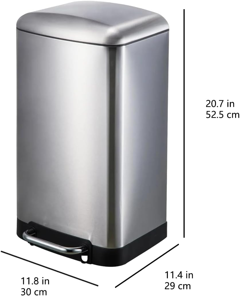 Detalle de Amazon Basics kosz na śmieci 20 l ze stali nierdzewnej, z pedałem i cichym zamykaniem