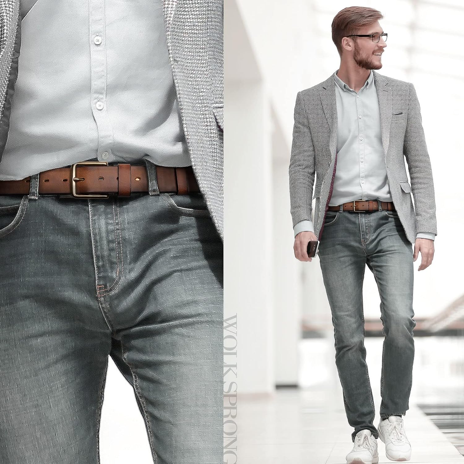 Thumbnail 1 de wolksprong Thicken Full Grain Leather Belt 5mm