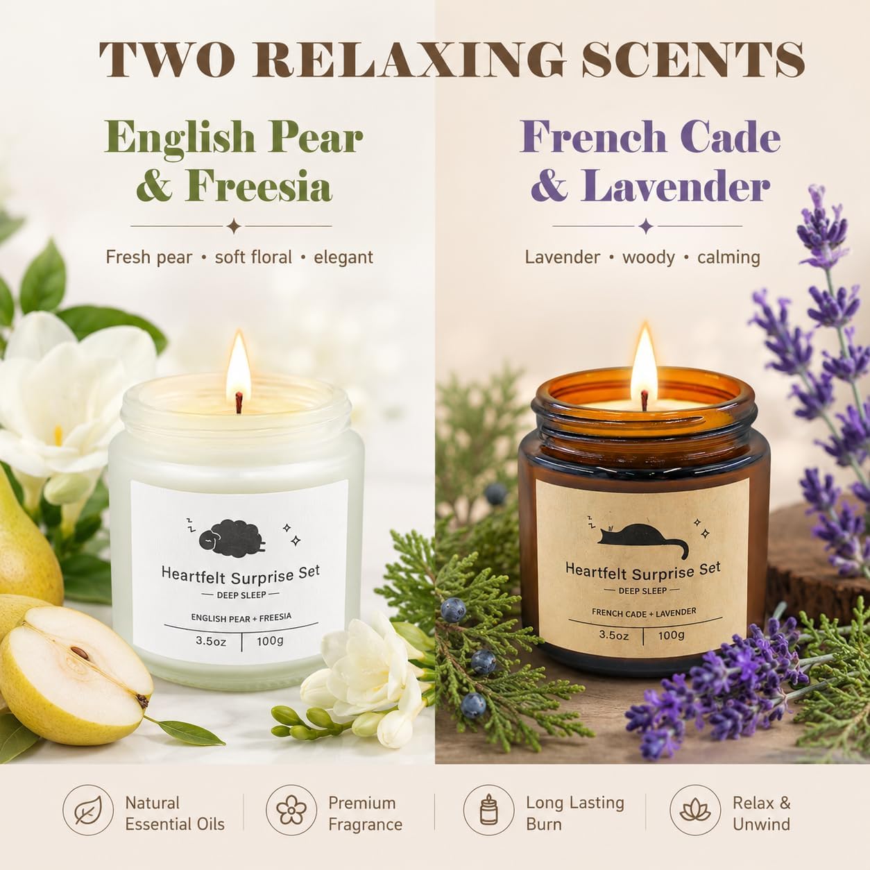 Detalle 2 de Candle Gift Set for Women (Cozy Home Set) with Aromatherapy Candles & Comfortable Eye Mask
