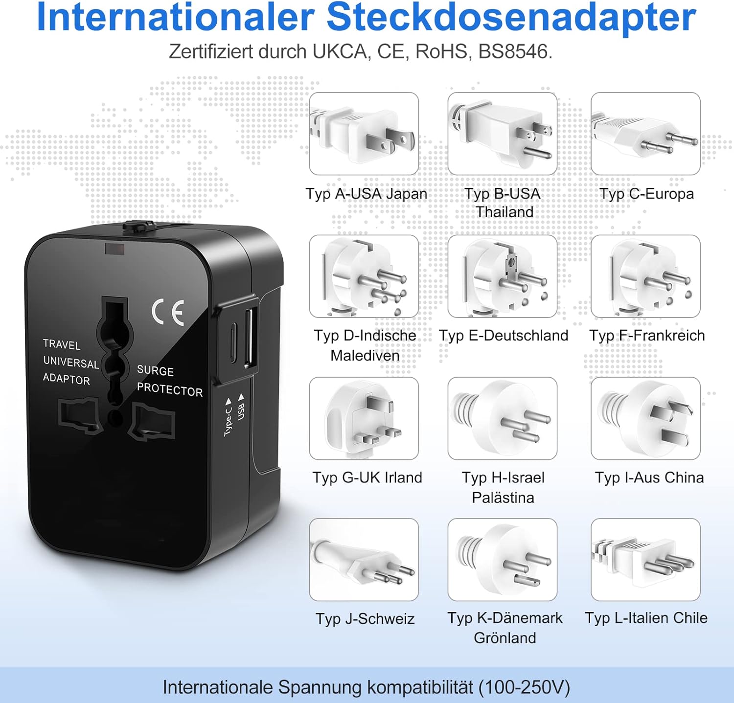 Detalle 2 de Reiseadapter Weltweit 1300 W 🔌