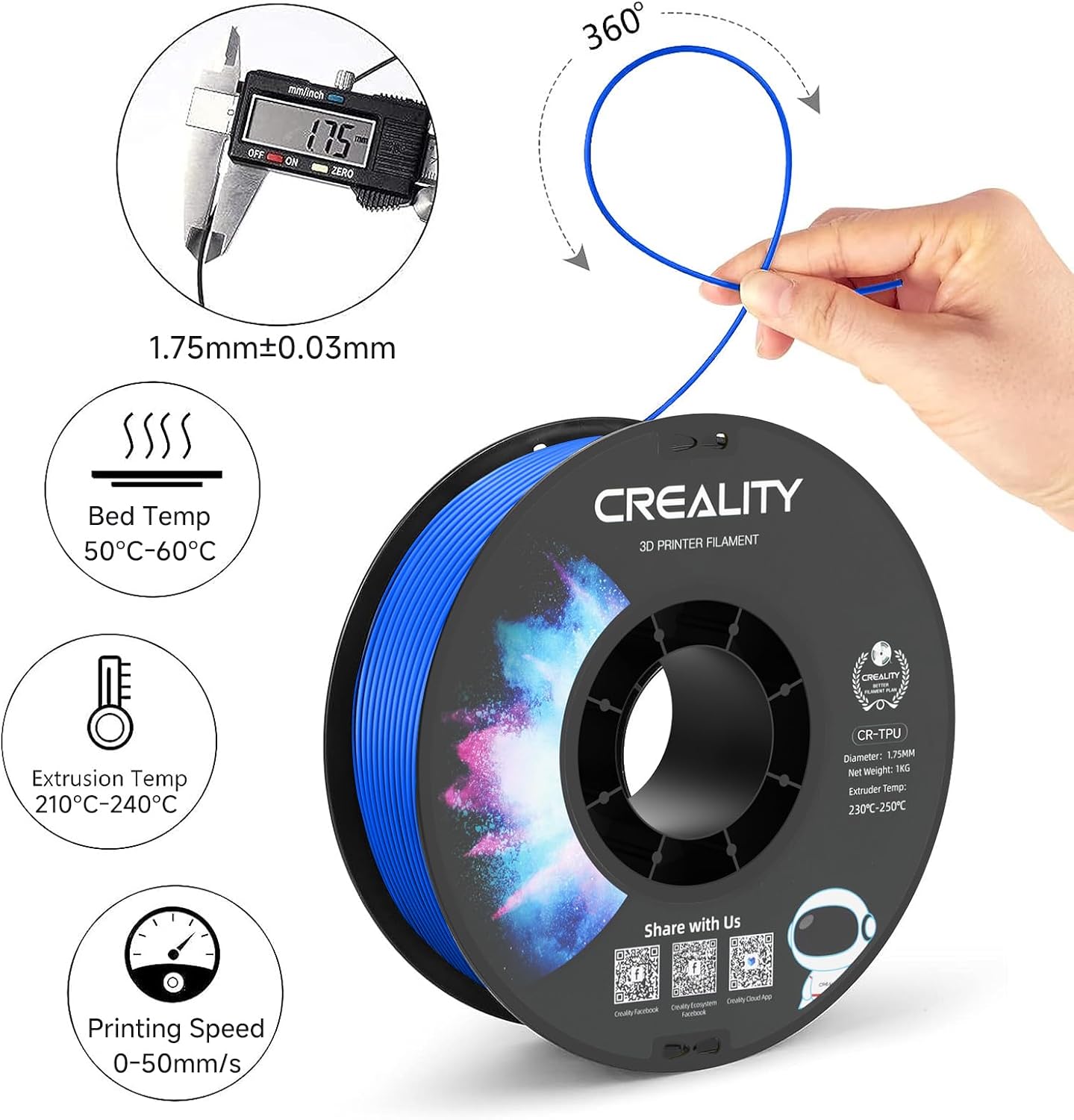 Detalle 2 de Creality TPU Red 1KG – Filamento 3D Flexível e Resistente