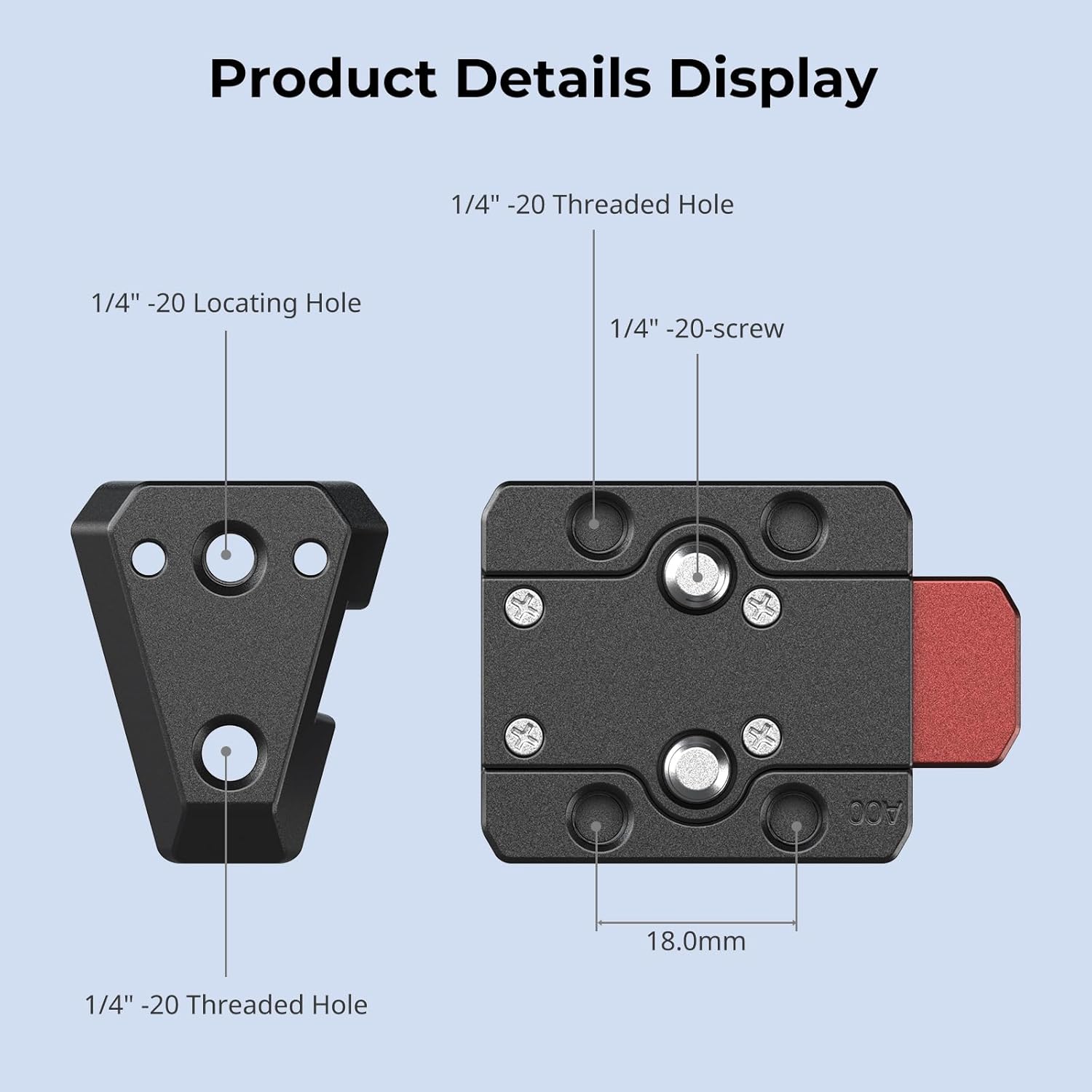Detalle de SMALLRIG V-Lock Kit de Plaque de Montage (6021) – Plaque Mini V-Mount légère pour batteries, moniteurs et bras magiques