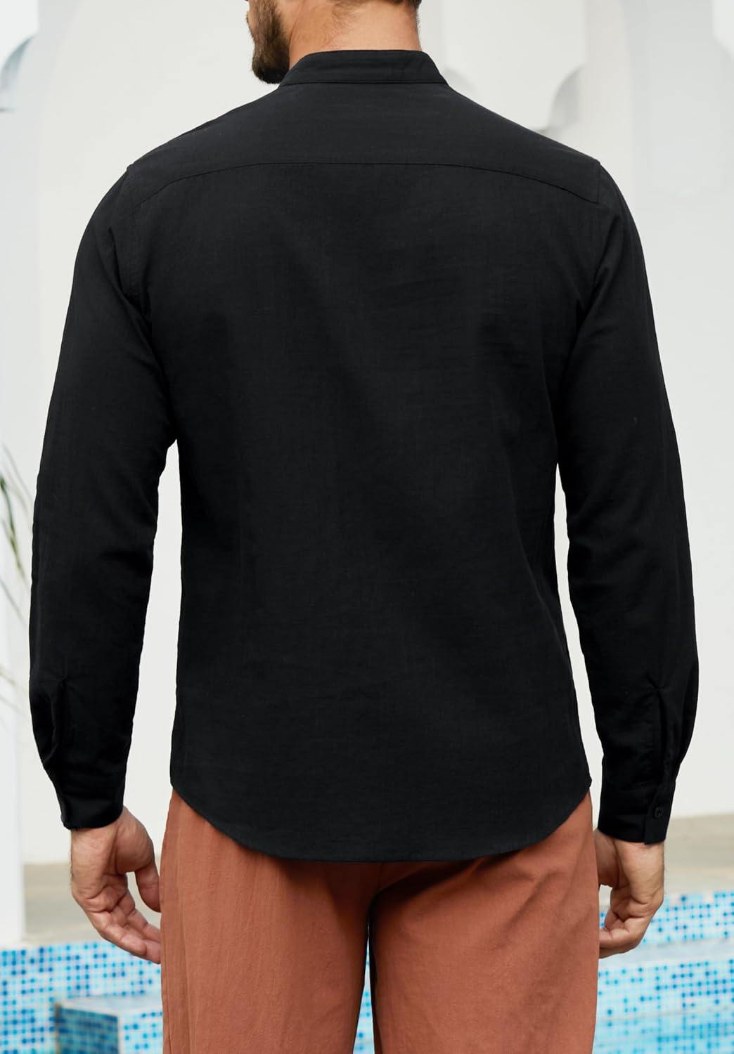 Detalle de Enlision Leinenhemd Herren Langarm – Medievaler Look mit Kordelzug, 70% Baumwolle/30% Leinen