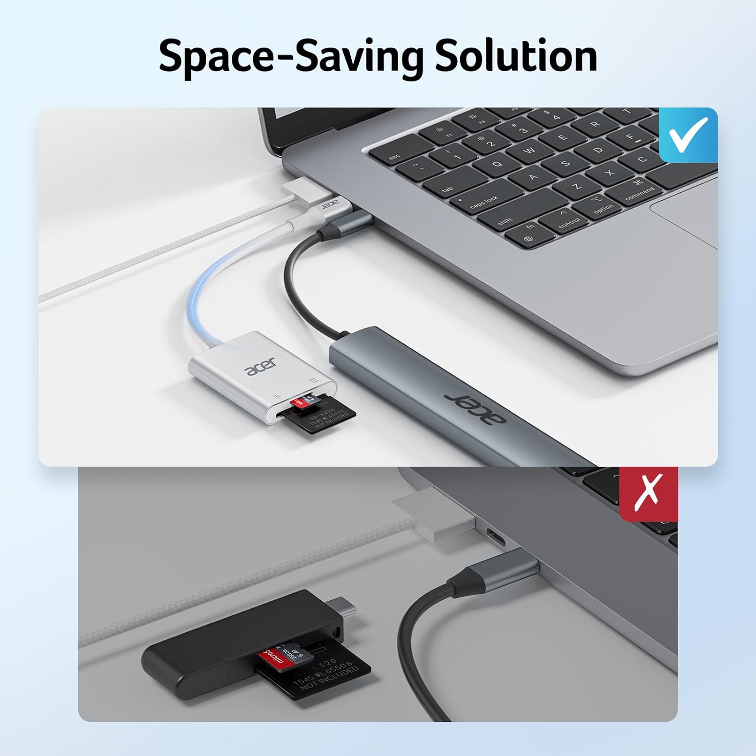 Detalle 2 de Acer USB-C SD Card Reader: High-Speed Dual SD/MicroSD USB-C Card Adapter