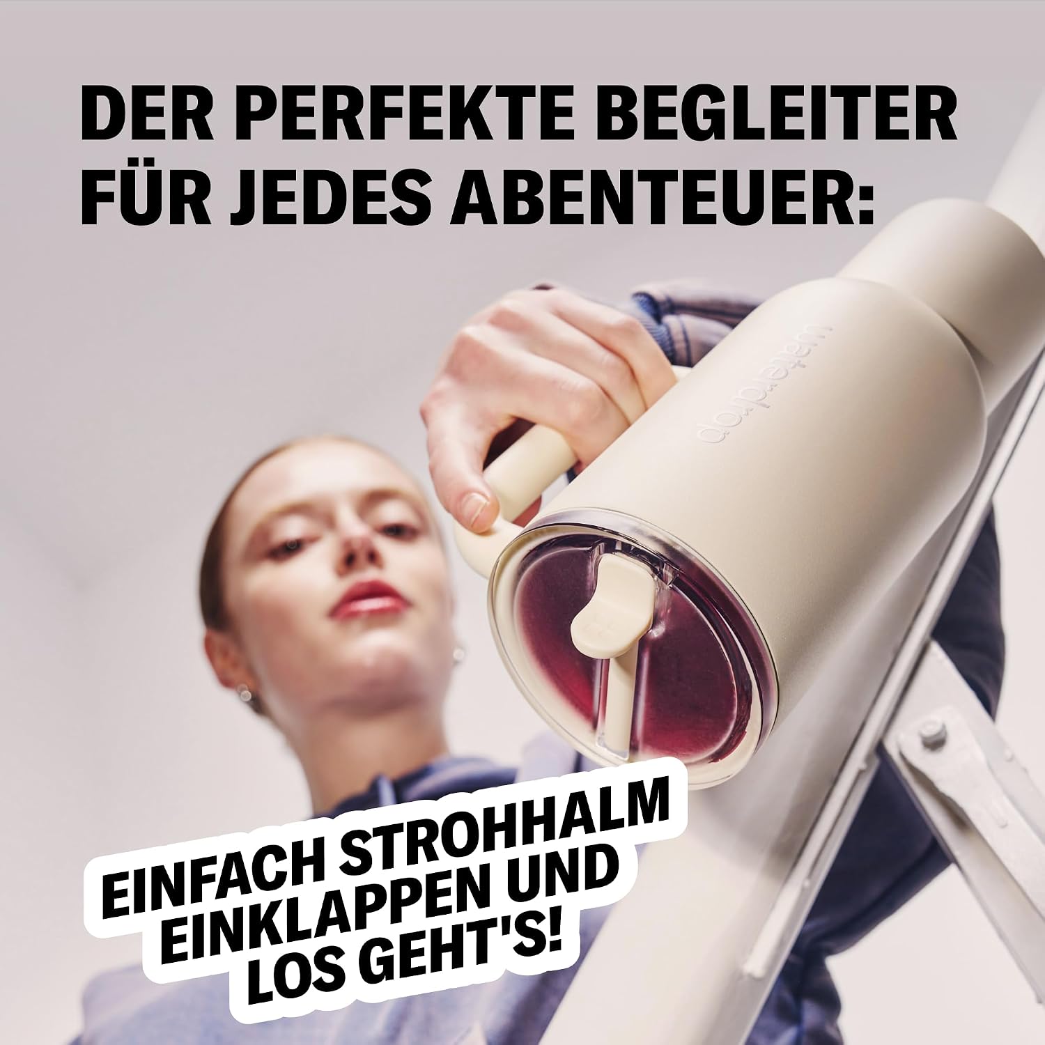 Thumbnail 4 de waterdrop® Thermobecher mit Strohhalm 1,1 L – Auslaufsichere Edelstahlflasche mit Deckel