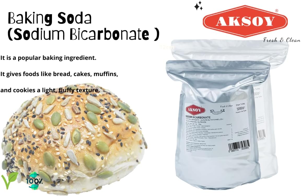 Detalle de Aksoy Baking Soda 3.2KG – Pure Sodium Bicarbonate Powder for Baking, Cooking, Cleaning & Odour Removal