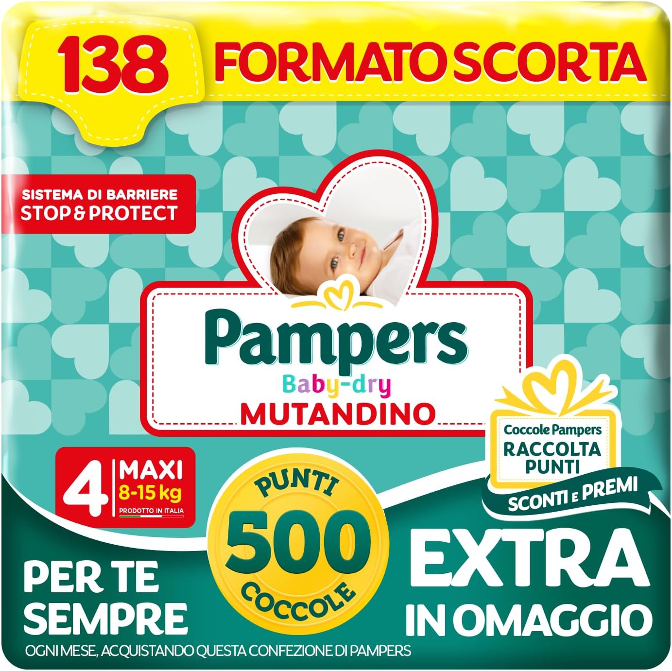 Detalle de Pampers Baby Dry Mutandino Maxi Taglia 4 (8-15 kg) – 138 pannolini + 500 punti omaggio