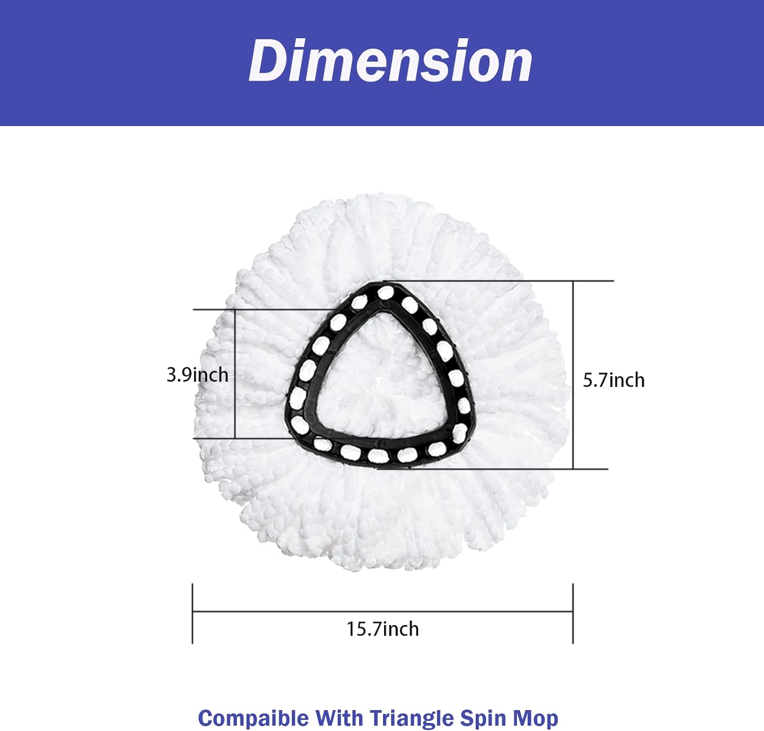 Thumbnail 2 de Spin Mop Replacement Head 4 Pack: Durable Microfiber Refills for Triangular Swivel Mops