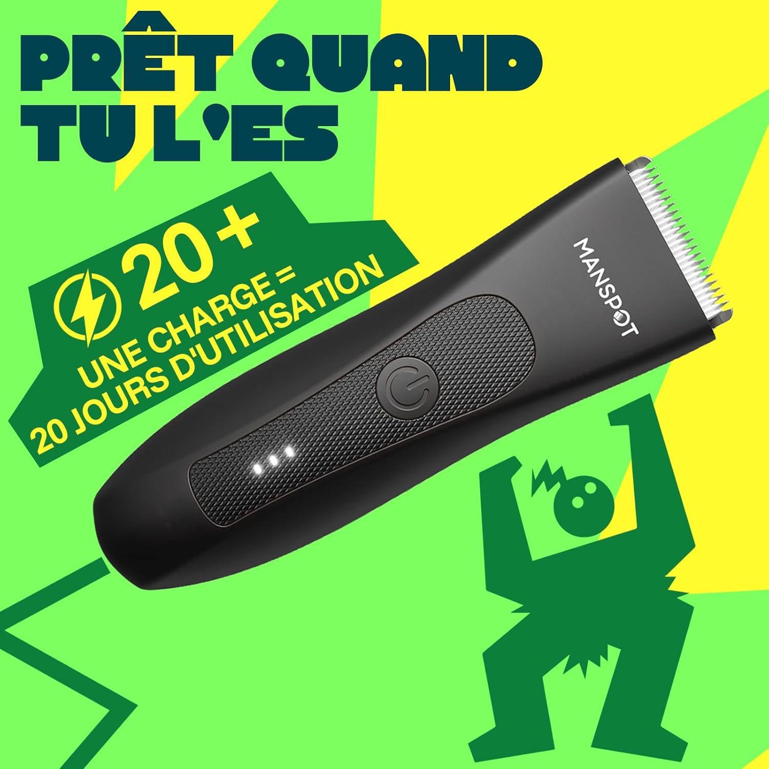Detalle de MANSPOT Tondeuse Corps Homme – Tondeuse intime étanche IPX7, lame en céramique hypoallergénique