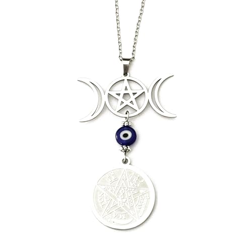 Thumbnail 5 de Simboliks Amuleto de Protección Triple Luna con Tetragrammaton y Ojo Turco – Collar de Acero Inoxidable