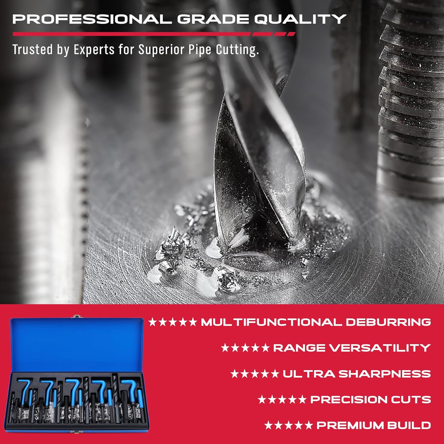 Thumbnail 6 de SEDY SAE Thread Repair Helicoil Kit — 131-Piece Set with HSS Drill Bits, Inserts, Taps, and Breakoff Tools
