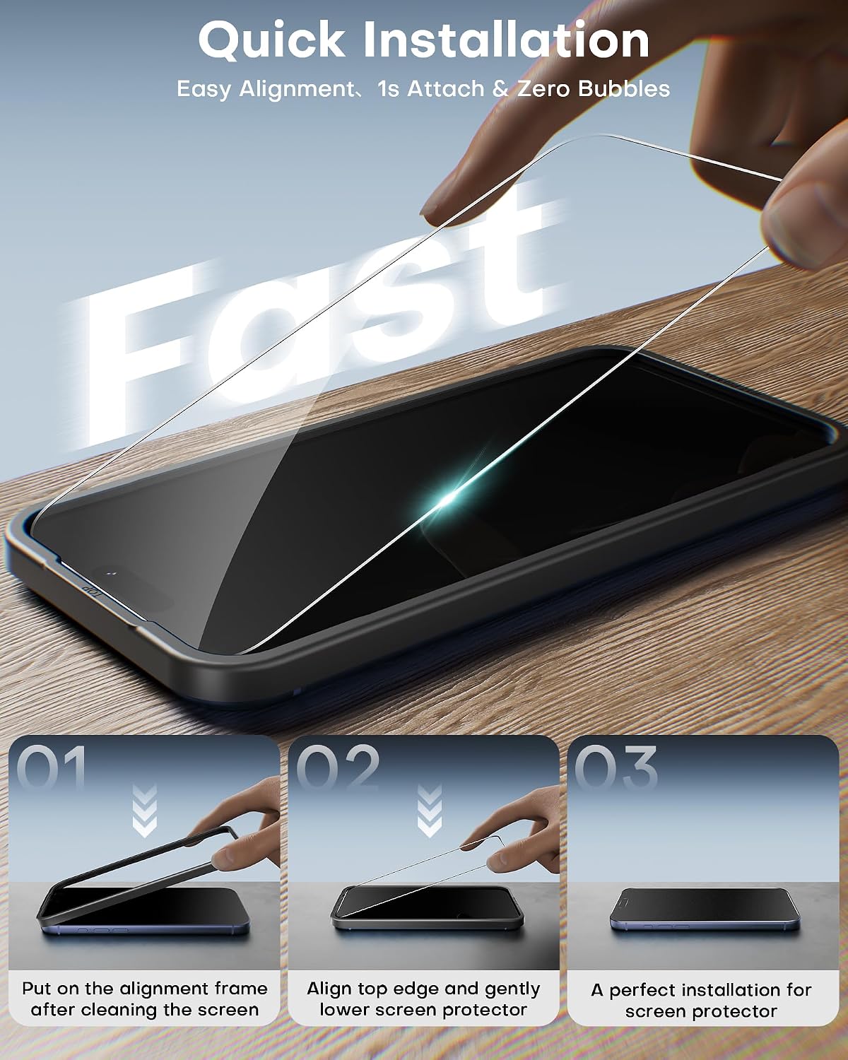 Thumbnail 1 de OMOTON Panzer Schutz Glas iPhone 17 Pro 9H 3+2 Stück