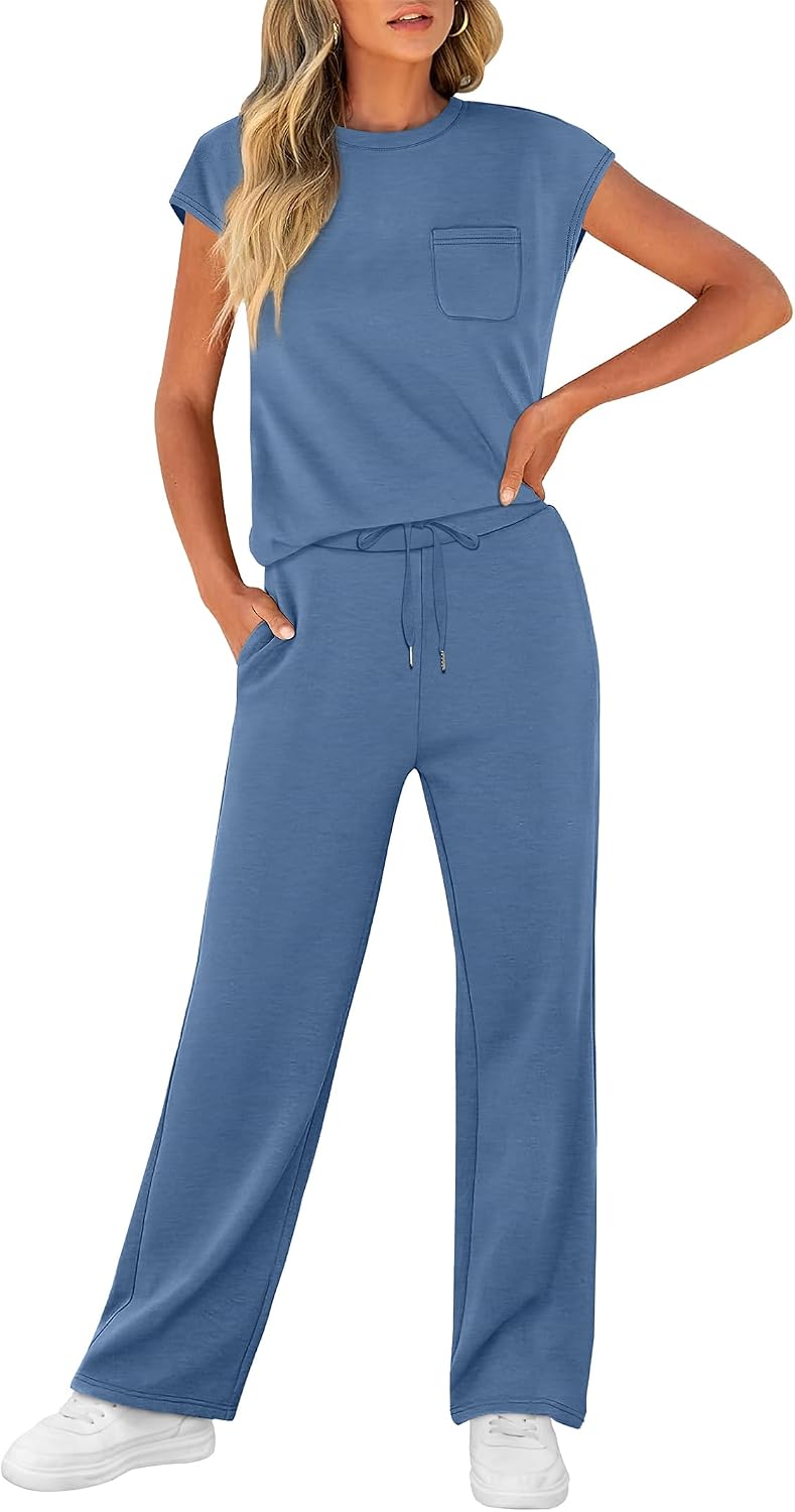 Detalle de WIHOLL 2 Piece Sets for Women: Lightweight Cap Sleeve Lounge Set