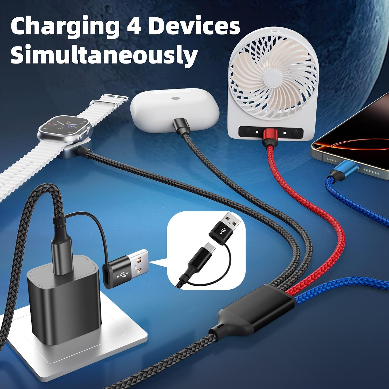 Thumbnail 1 de MPATIBY Dual Type-C 5FT Multi Charging Cable