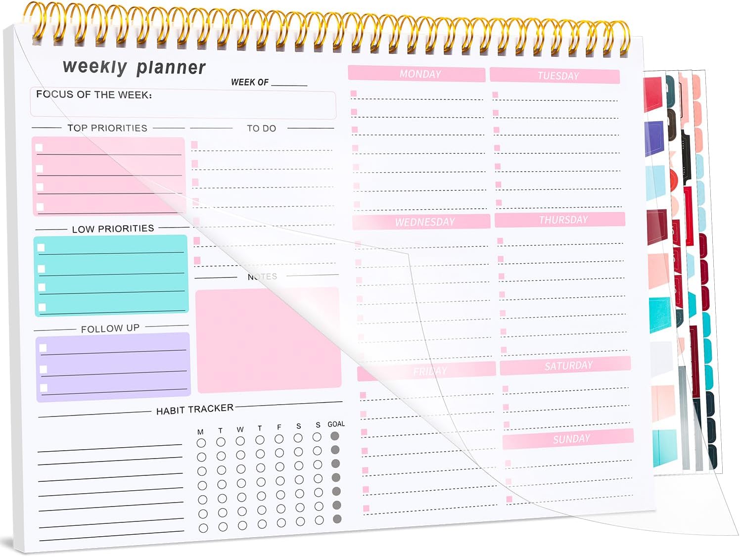 Detalle de Thboxes AB6897 Weekly Desk Planner, 8.5 x 11, 52 Sheets, Pink