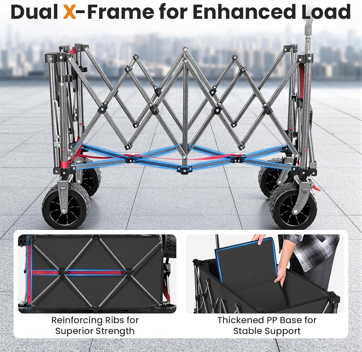 Thumbnail 3 de YEAUPE PRO 300L Festival Trolley on Wheels (Foldable Heavy Duty Camping Cart) – Rear-Opening Design