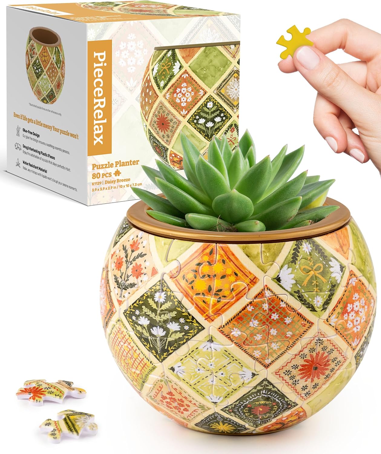 Detalle de PieceRelax 3D Puzzle Planter Daisy Breeze — 80 Pieces