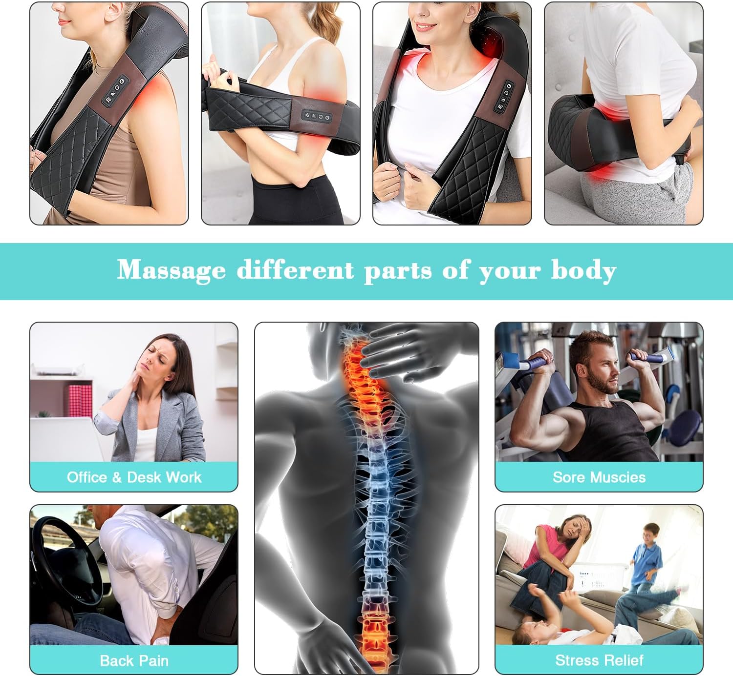 Thumbnail 6 de WOQQW Shiatsu 4D Neck and Back Massager 15min