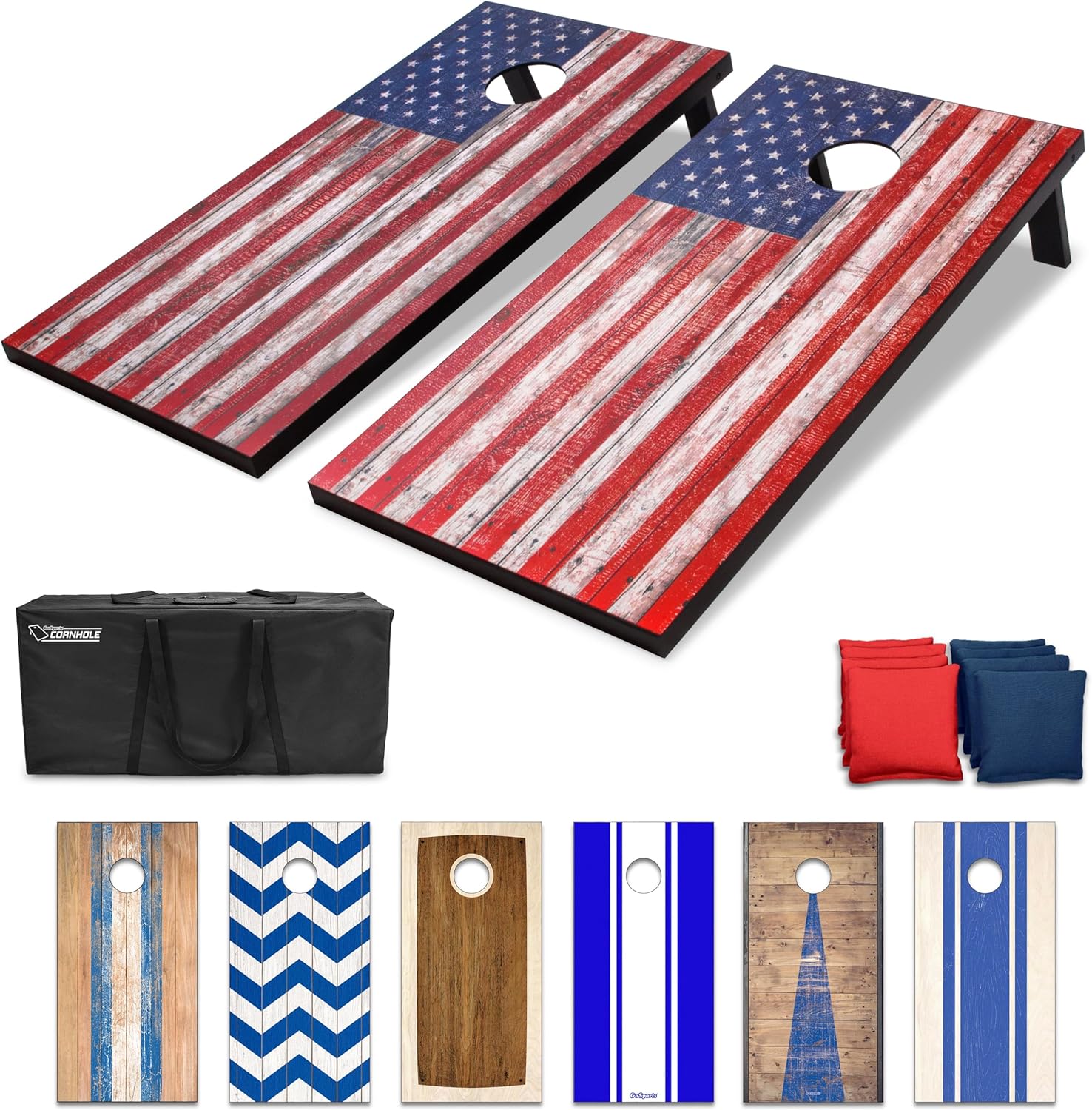 Thumbnail 6 de GoSports Ensemble de Cornhole de Football personnalisable – 2 planches, 8 poufs et étui