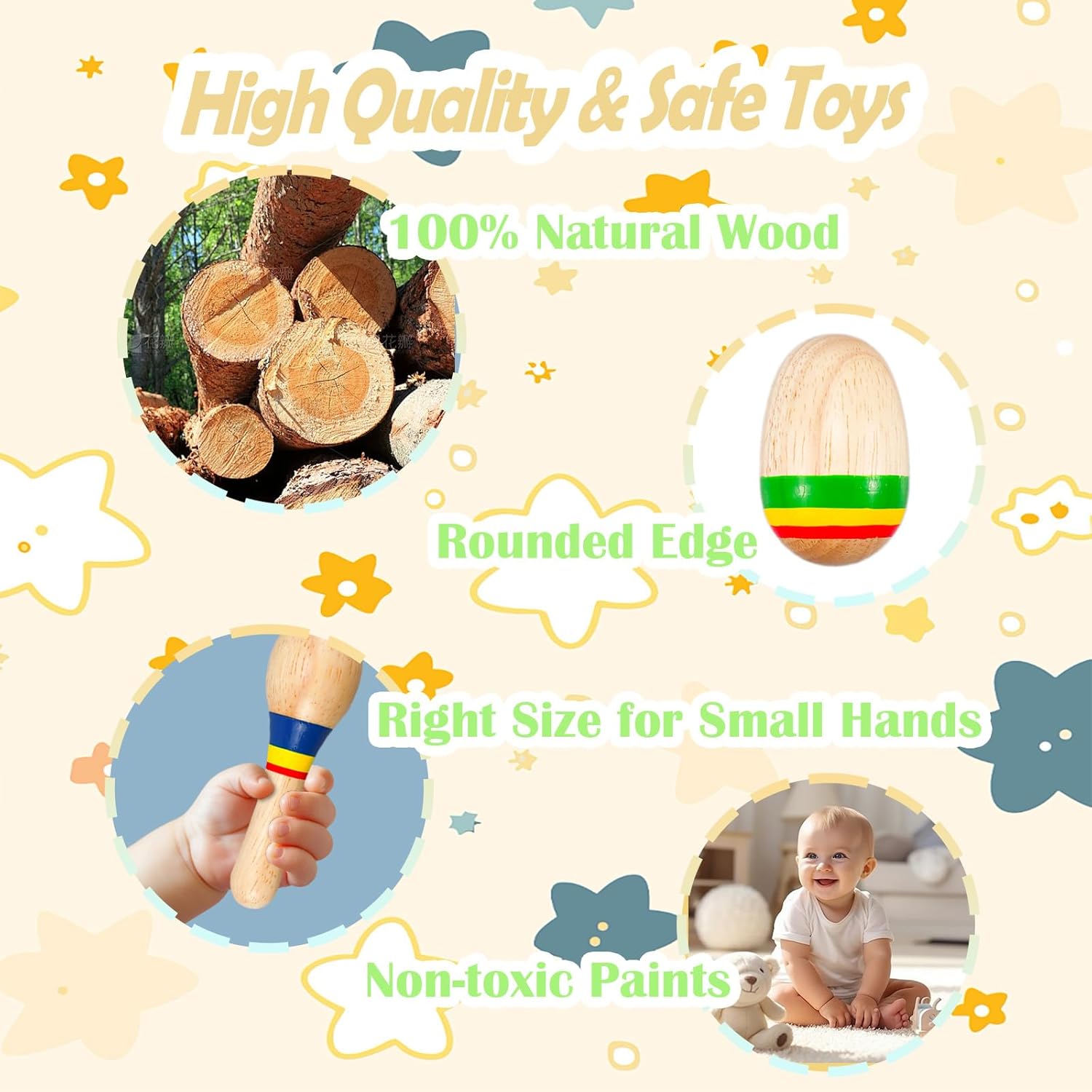 Thumbnail 6 de Wooden Montessori Sensory Rattle & Maracas Toys for 6–36 Months – Gifts for 1, 2 and 3 Year Old Baby Boy or Girl