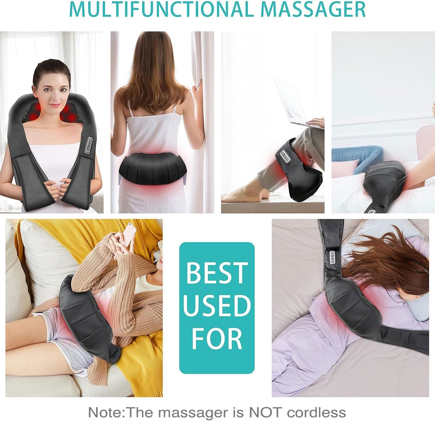 Detalle de AERLANG Neck Massager: Portable Shiatsu with Heat for Neck, Shoulders and Back