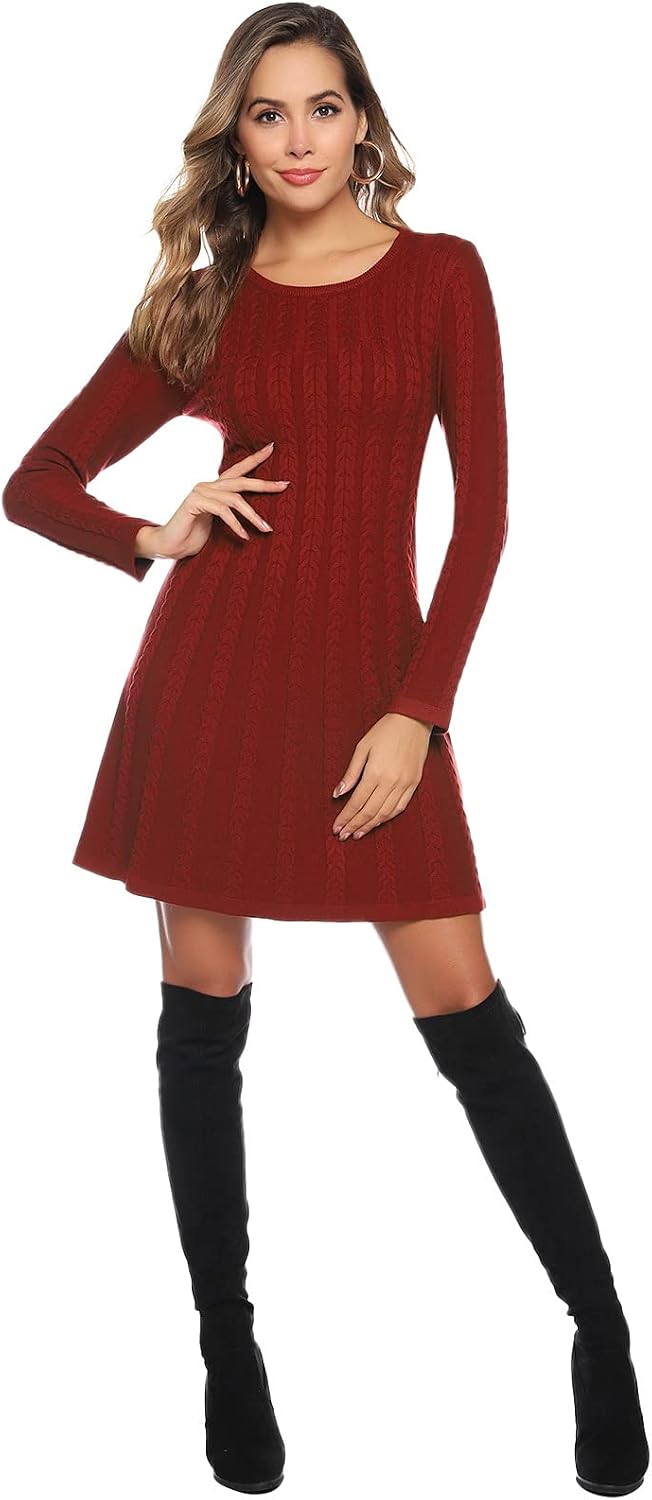 Detalle 1 de Gyabnw Damen Rollkragen Strickkleid Winterkleid Elegant Midikleid