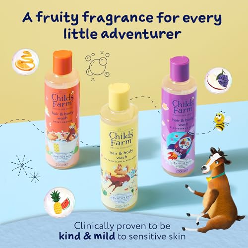 Detalle 2 de Childs Farm Hair & Body Wash Bundle – Sweet Orange, Blackberry & Apple, Watermelon & Pineapple (250ml each)