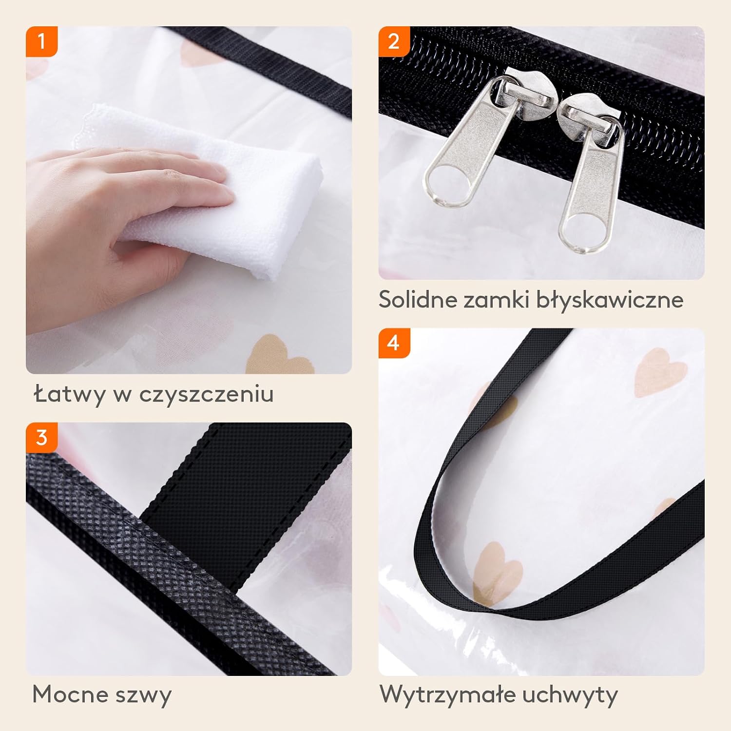 Detalle de Lifewit 23094 – zestaw 4 przezroczystych toreb do przechowywania 40 l z PVC