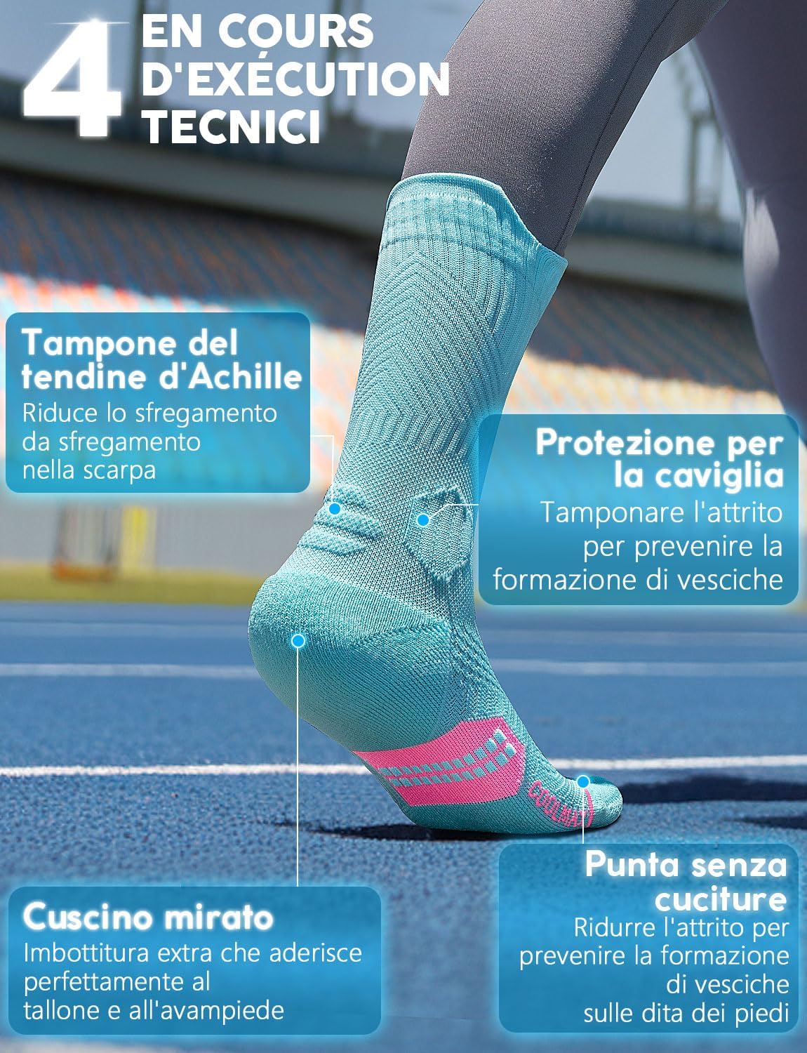 Thumbnail 3 de Calzini da Running Compression in Bamboo con Coolmax – Anti-Vesciche e Comfort Traspirante