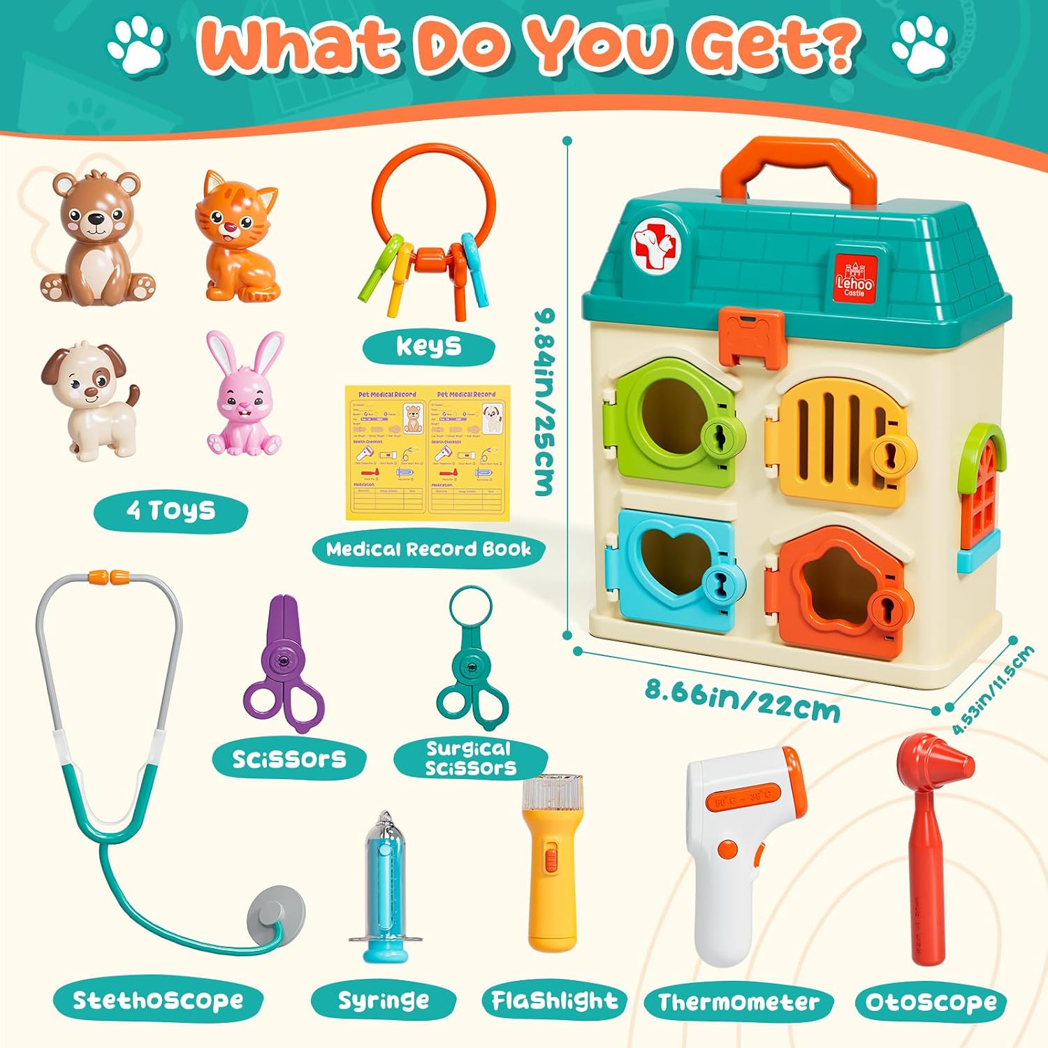 Thumbnail 6 de Lehoo Castle Kids Vet & Doctors Playset – Pet Clinic Role Play Set for Age 3+