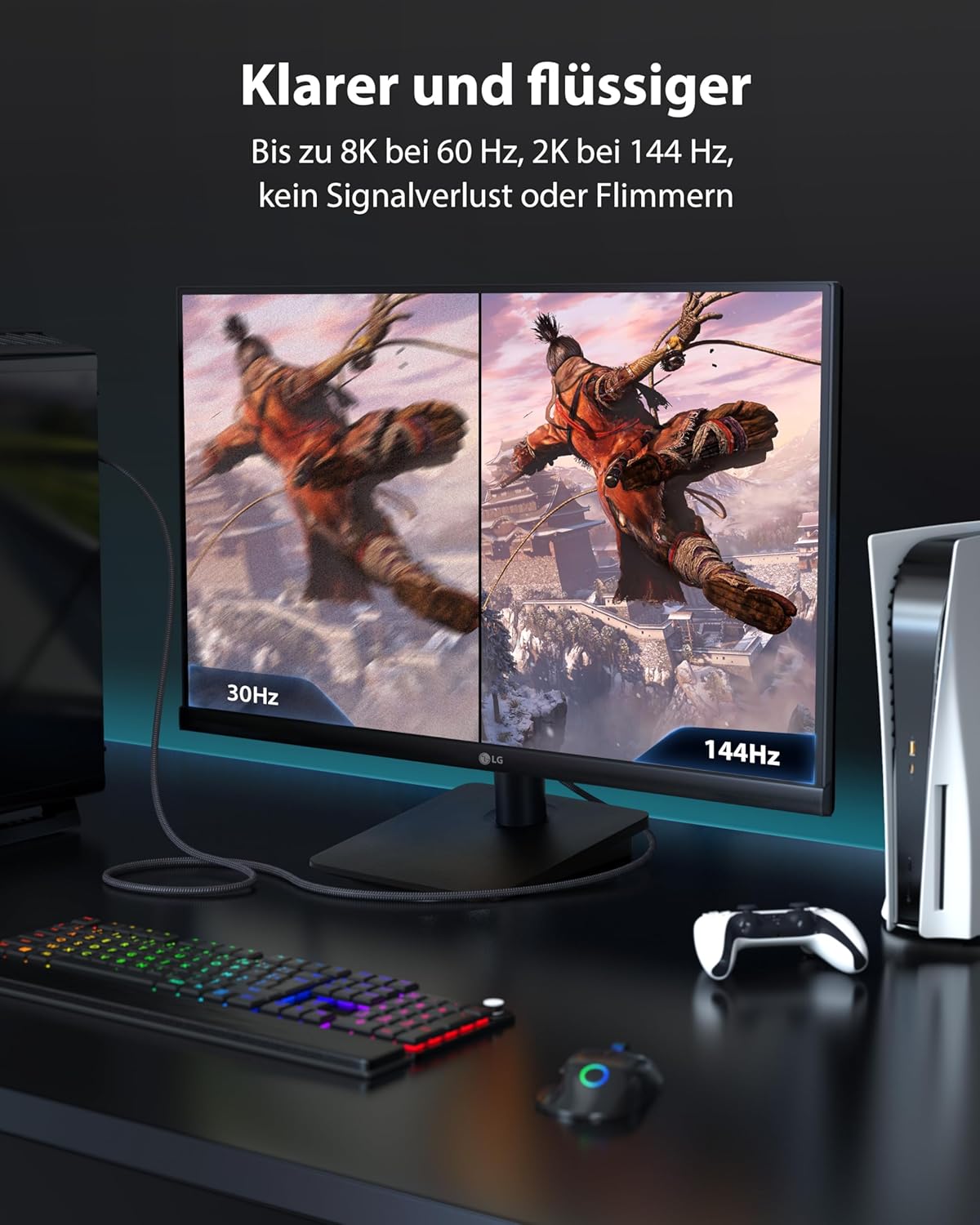 Thumbnail 3 de Stouchi Ultra High Speed HDMI 2.1 Kabel (zertifiziert) bis 48 Gbit/s, 3 m, 2er-Set – für 4K/120 Hz, eARC, HDR