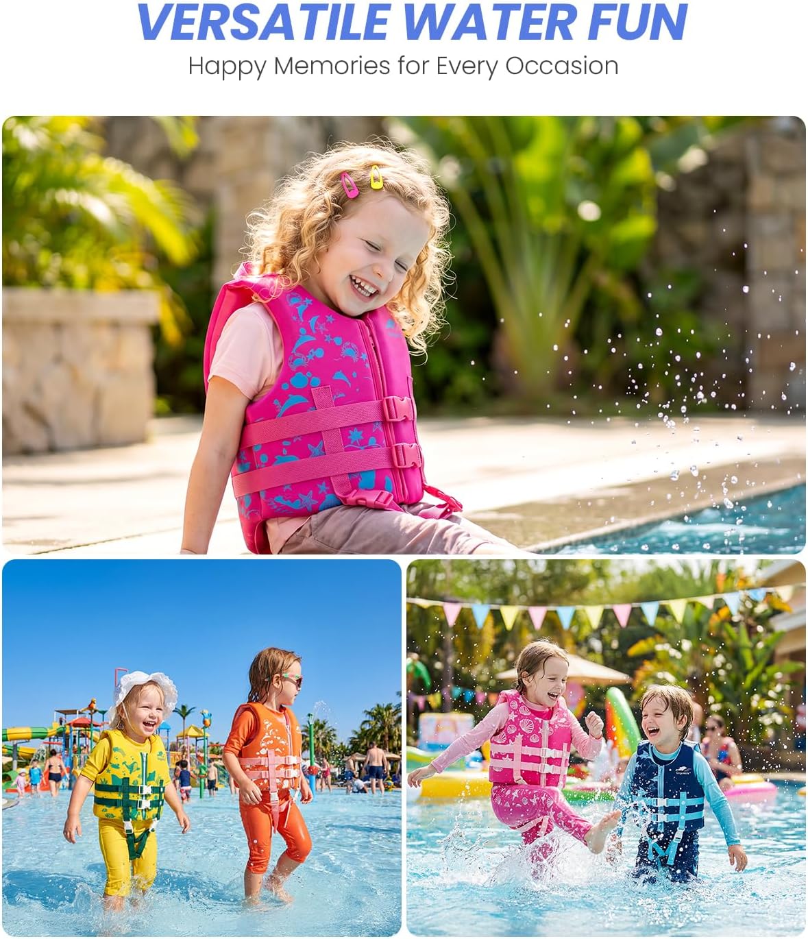 Detalle de Gogokids Toddler Swim Vest (Kids Floaties) for Pool & Beach, Fits 2–8 Years / 22–60 lbs