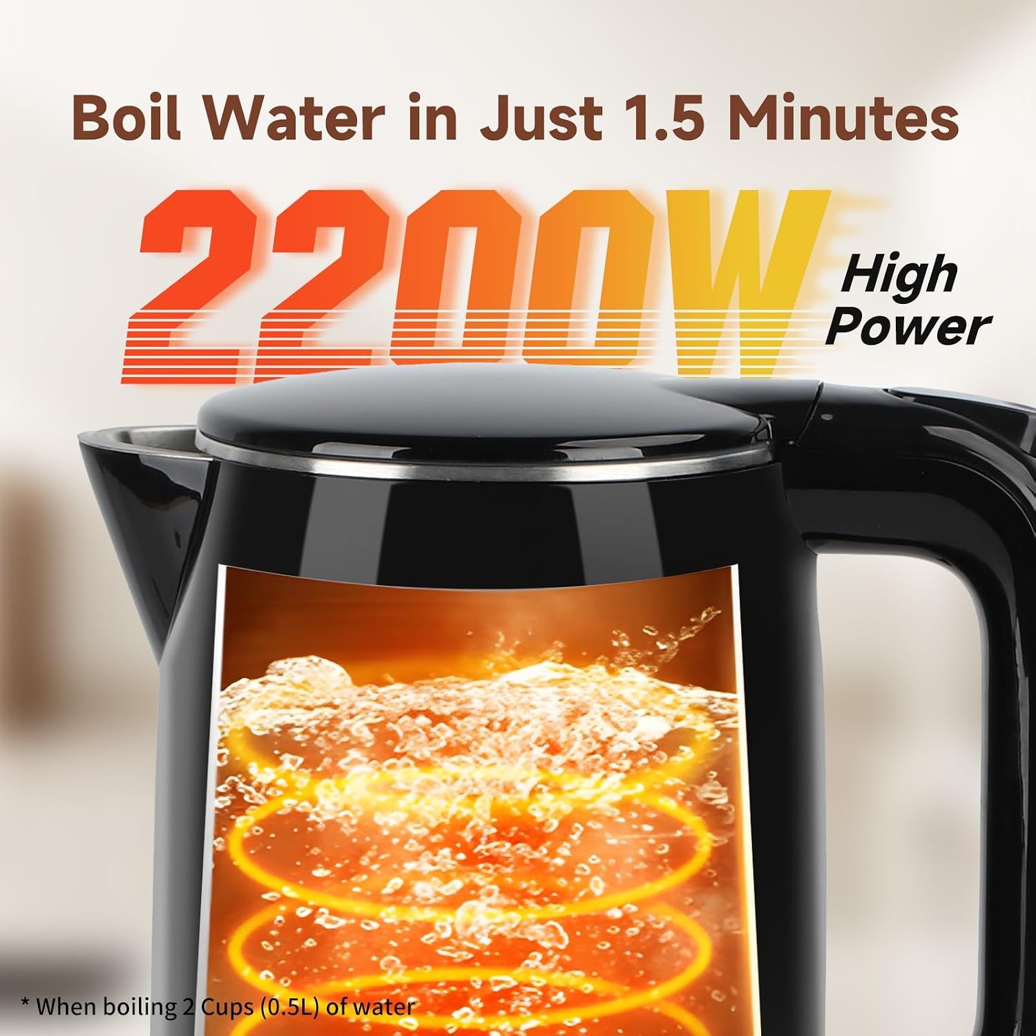 Detalle 2 de Aigostar Lydian ☕ Hervidor de agua eléctrico, 1,7L, acero inoxidable