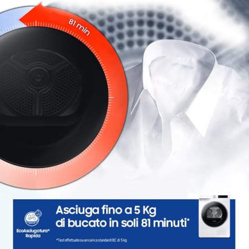Detalle de Samsung Asciugatrice AI Control DV90DG6845LE/U3, 9 kg – Pompa di Calore, Wi‑Fi, AI Dry+