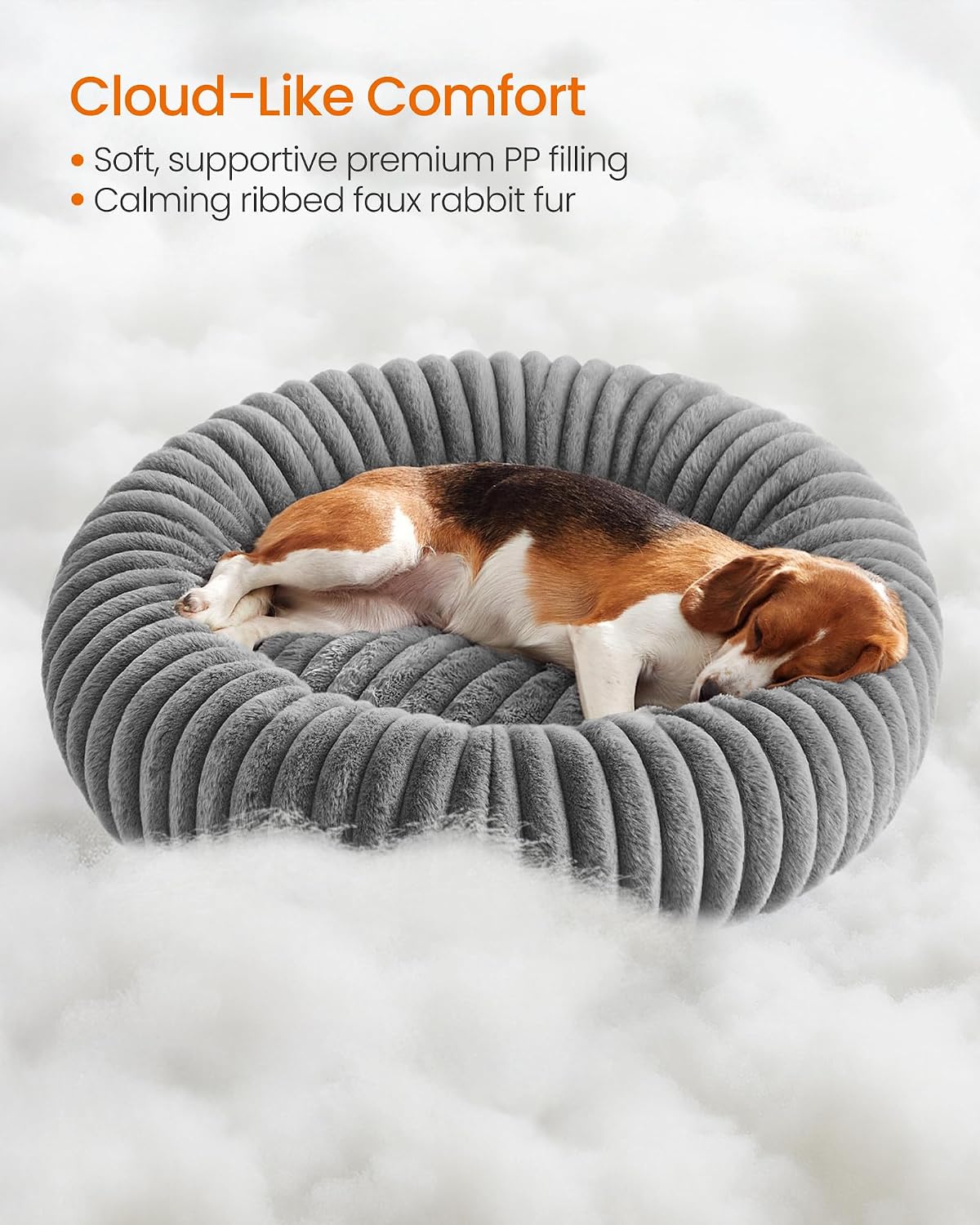 Detalle de Feandrea Dog Bed Large — Soft, non-slip doughnut bed for medium dogs (80 cm) with washable cover