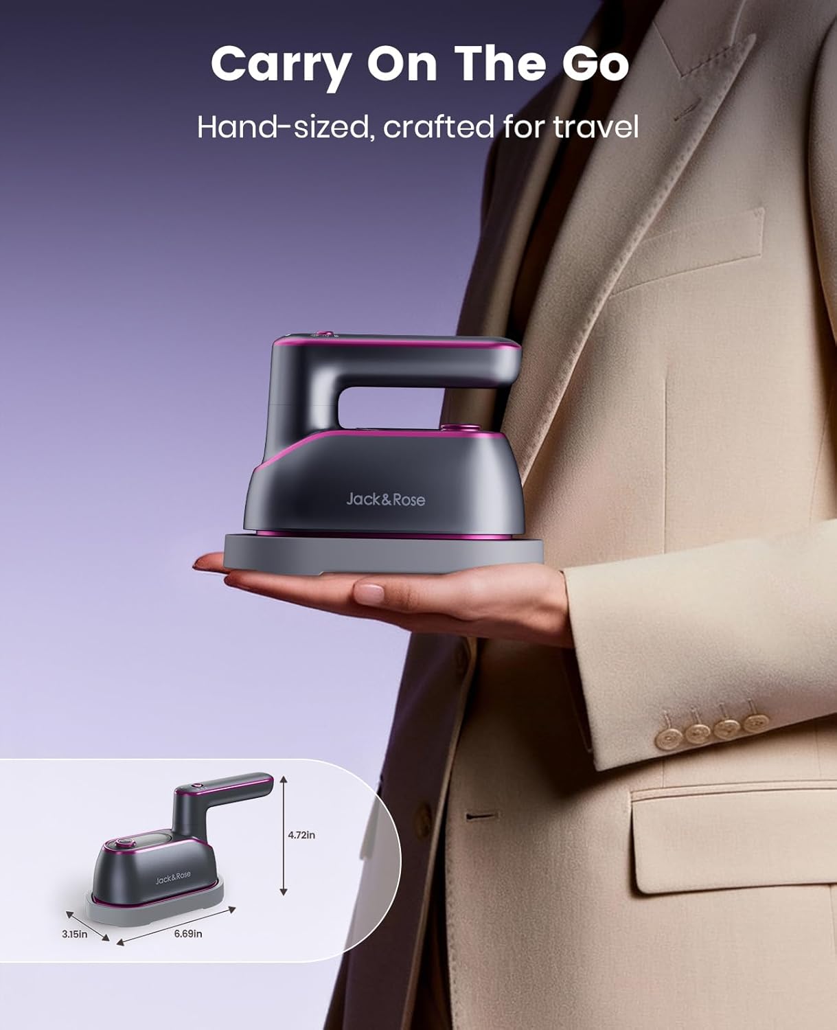 Thumbnail 1 de Jack ＆ Rose Clothes Steamer: 8s Quick Heat Travel Companion