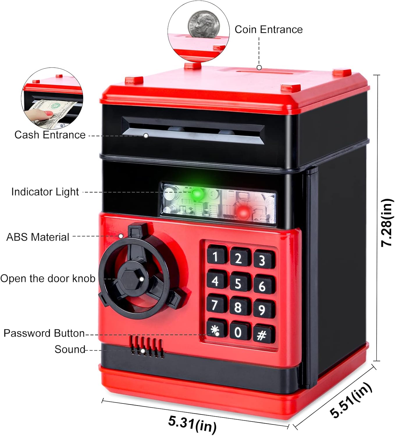 Detalle de Highttoy Tirelire ATM avec code 600 pièces
