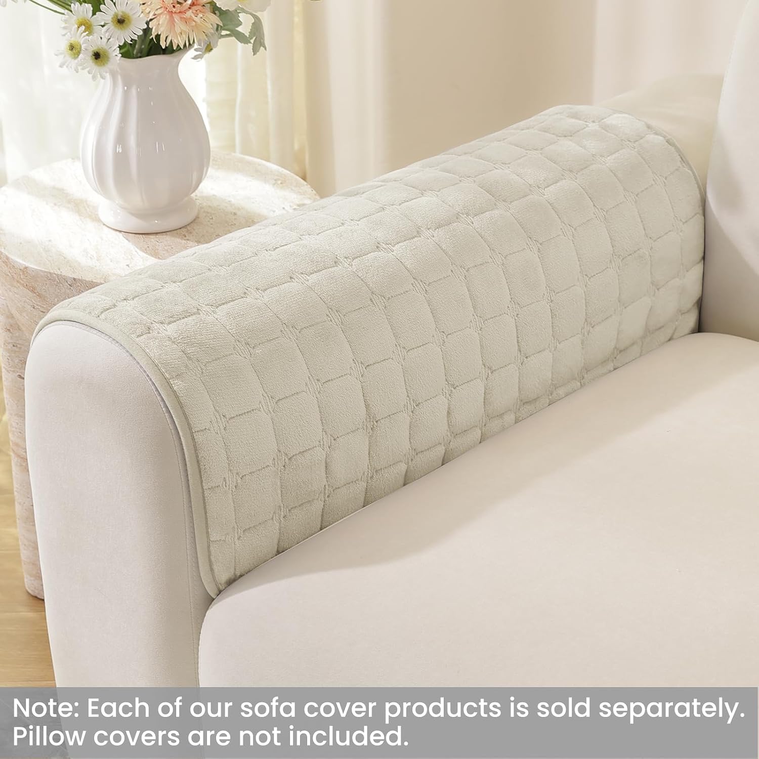 Detalle de Ystyle Copridivano in pile morbido antiscivolo beige (45x45 cm) per divani 1/2/3/4 posti e angolari con chaise longue