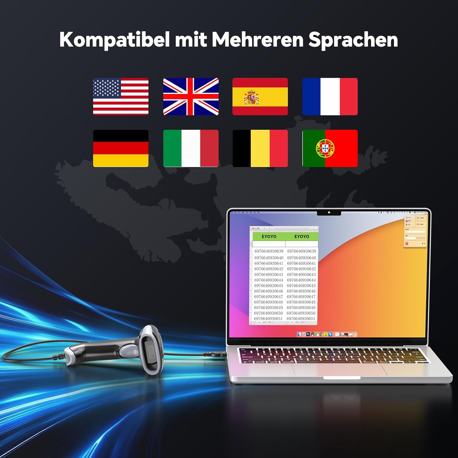 Thumbnail 5 de Eyoyo Barcode Scanner EY-034 (1D/2D/QR) kabelgebunden – Handheld für PC, Mac und Laptop