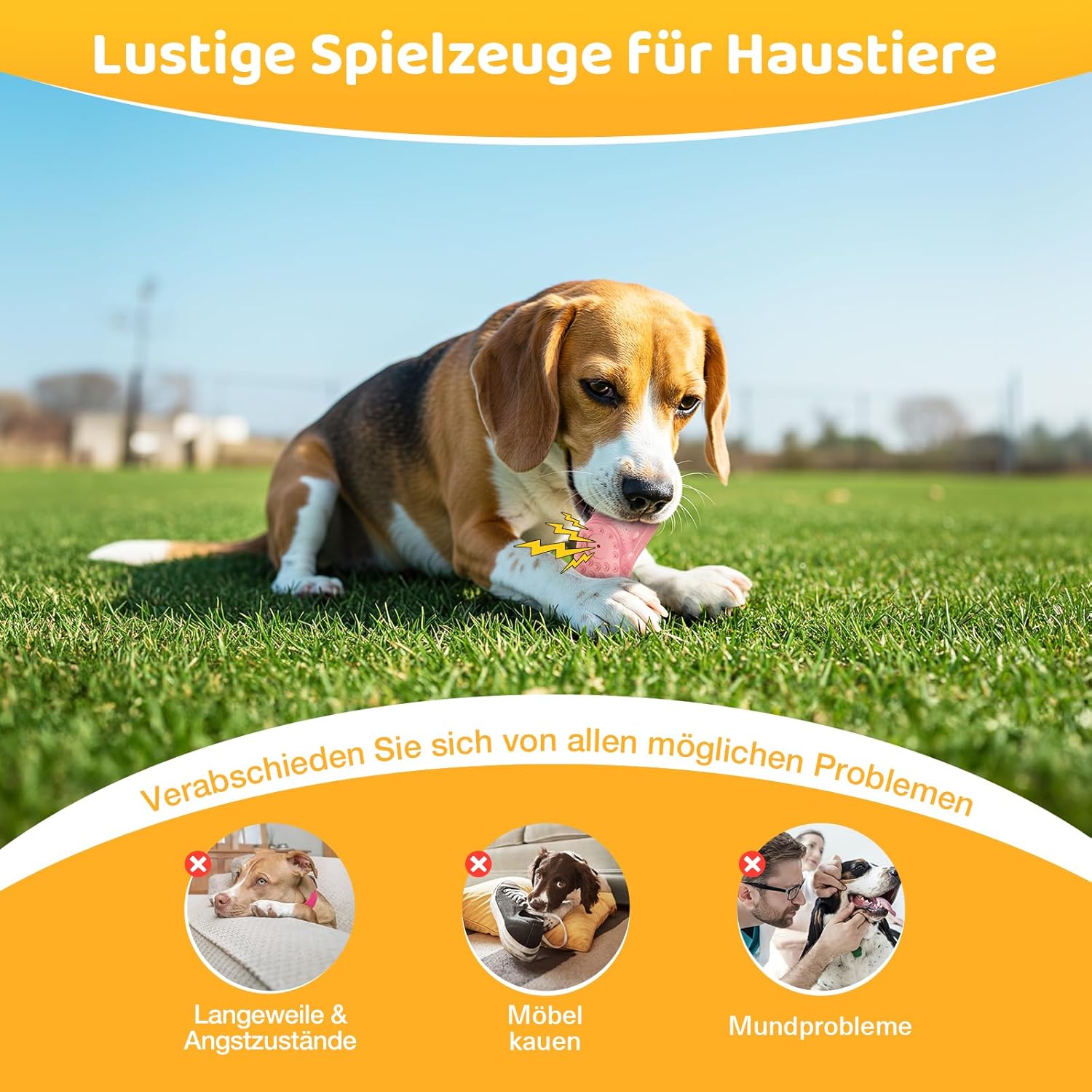 Thumbnail 3 de RUXAN Hundespielzeug aus Naturkautschuk mit Kauspiel-Textur und Quietschfunktion (17 x 7,5 x 6,5 cm) – Pink