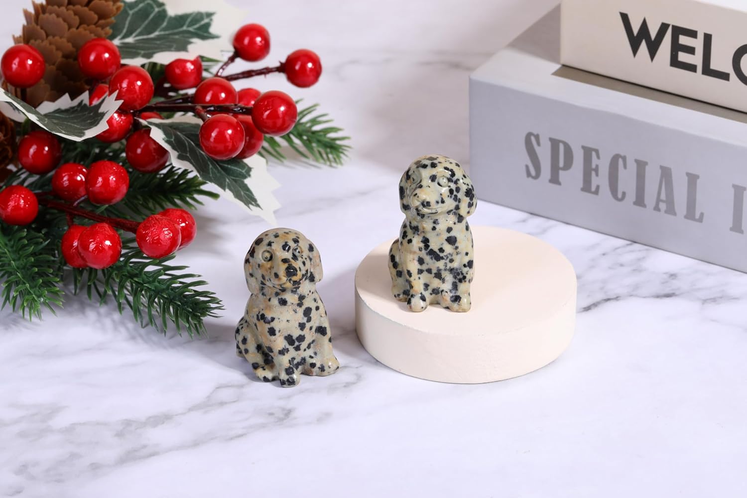 Thumbnail 1 de JSDDE Dalmatian Spot Jasper Crystal Dog Figurine