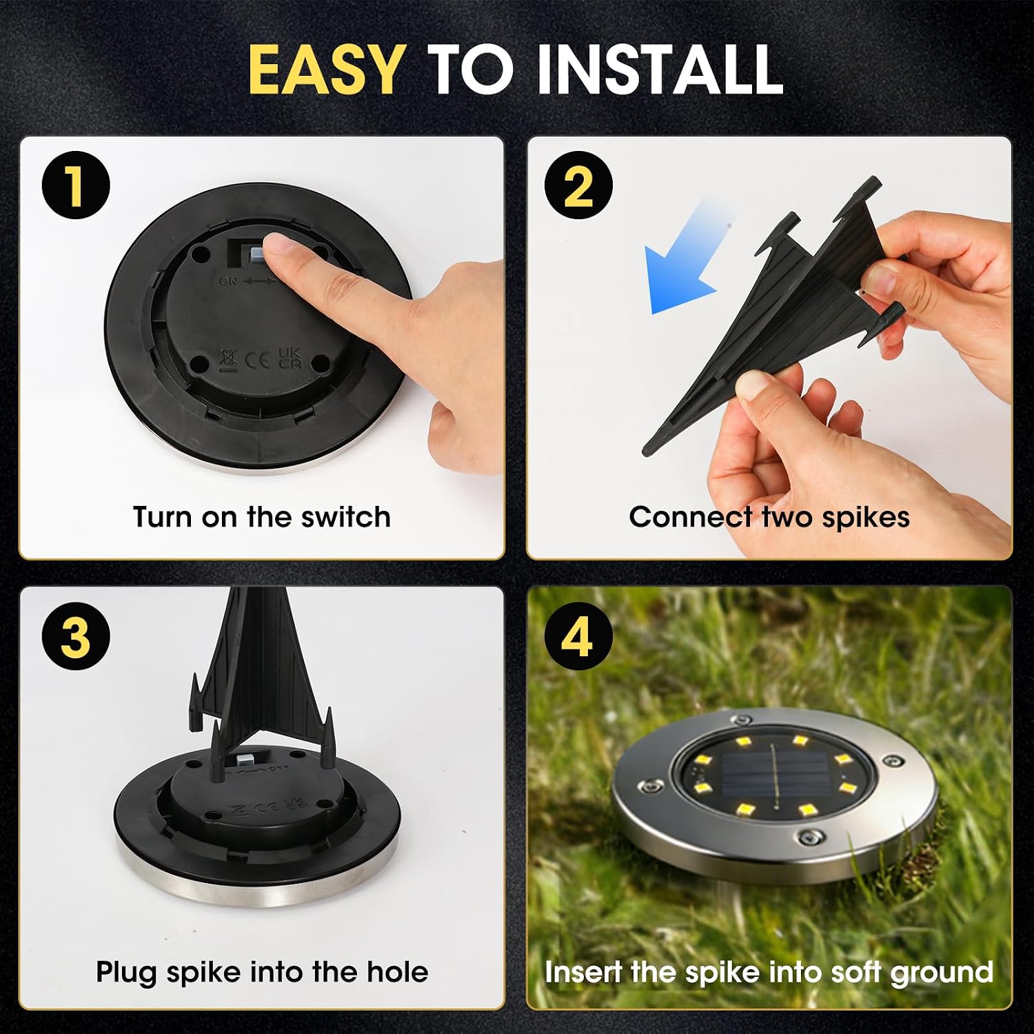 Detalle 2 de SLWOO Solar Lights Outdoor Garden – 8 Pack Ground Lights